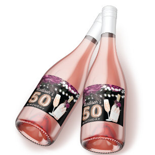 Black Wine Luxury 50th Birthday Personalised Sparkling Wine Label