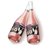 Black Wine Luxury 60th Birthday Personalised Sparkling Wine Label<br><div class="desc">Rose Wine Luxury Birthday design. Matching products can be found in Fine Like Wine collection.</div>