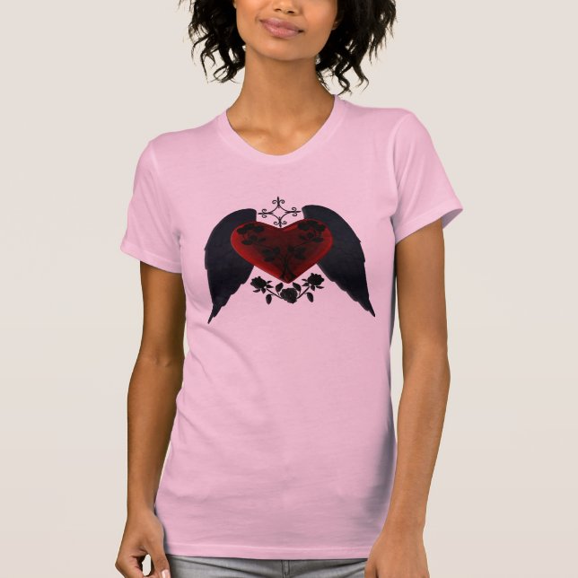 Black Winged Goth Heart Shirt (Front)