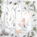 Black Winter Botanical Merry Christmas Photo Holid Holiday Card<br><div class="desc">Looking for a beautiful and unique holiday card to send to your friends and family this year? Look no further than our Black Winter Botanical Merry Christmas Photo Holiday Card! This simple and elegant card features your favourite full bleed light toned photo, overlaid with 'Merry Christmas' in a popular hand...</div>