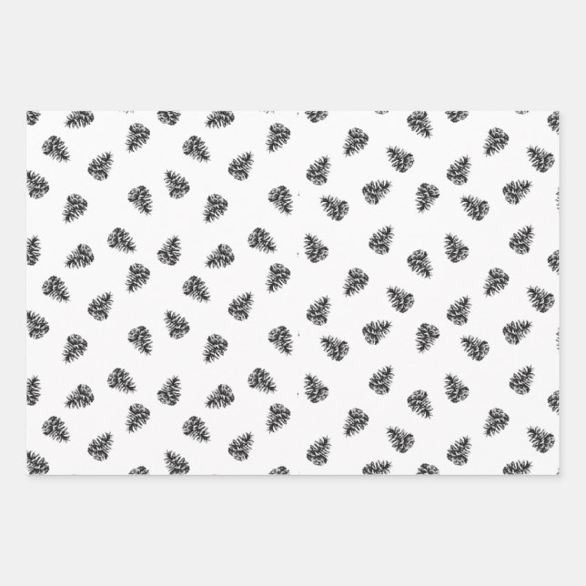  Black Winter Holiday  Wrapping Paper Sheet (Front)