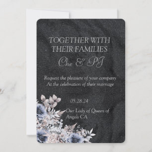 Black Winter Minimalist Wedding Invitation