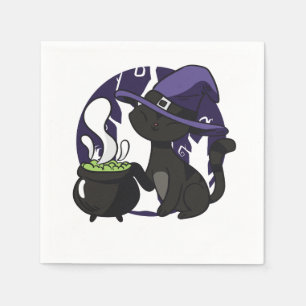 Black Witch Cat Napkin