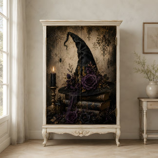 Black Witch Hat Purple Roses Gothic Spell Books Tissue Paper