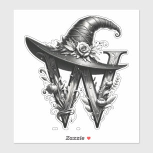 Black Witch Hat Witchy Letter W Custom Initial 