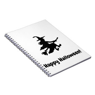 Black Witch on White - Happy Halloween  Notebook