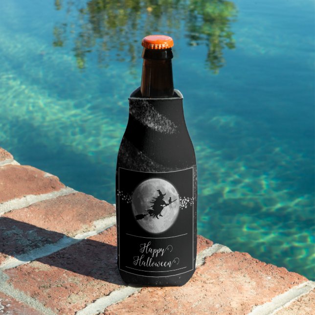 Black Witch Silhouette Halloween Bottle Cooler (In Situ Pool)