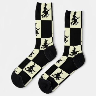 Black Witches Black & Yellow Chequered Socks