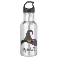 Black Witch's Hat with Flowers Personalised