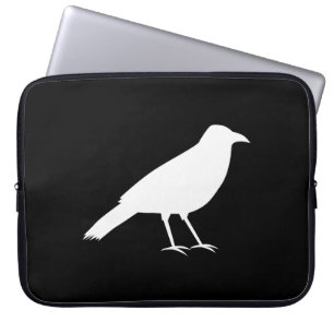 Black with a White Crow. Laptop Sleeve
