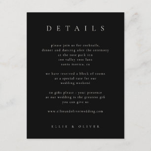 Black with Beige Boho Details Wedding Modern Enclosure Card