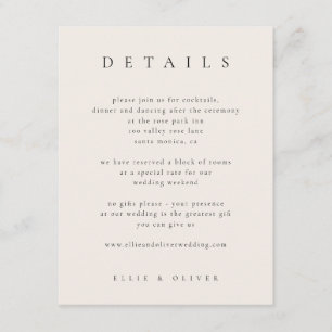 Black with Beige Elegant Details Wedding Modern Enclosure Card