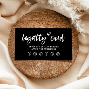 Black with Casual Script and Heart Loyalty Card