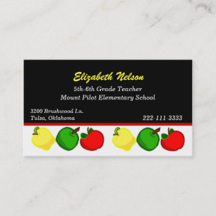 Black with Colourful Apples Teacher's business Business Card