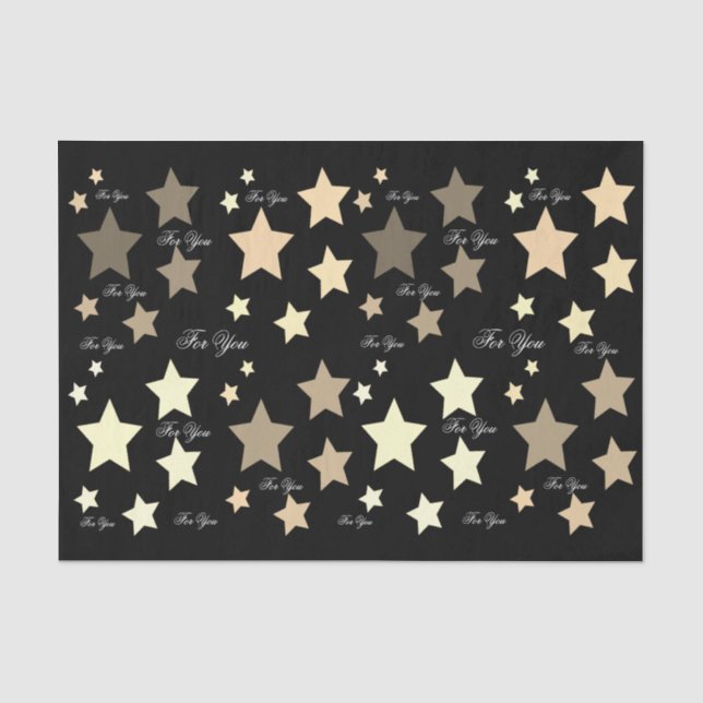 Black With Cream Stars Tissue Paper (Front)
