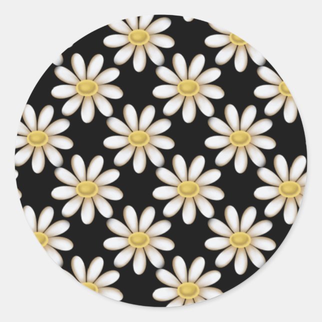 Black with Daisy Flowers Stickers (Front)
