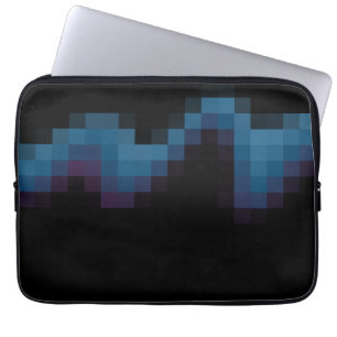 Black with Dark Blue and Purple Squares in a Wave. Laptop Sleeve