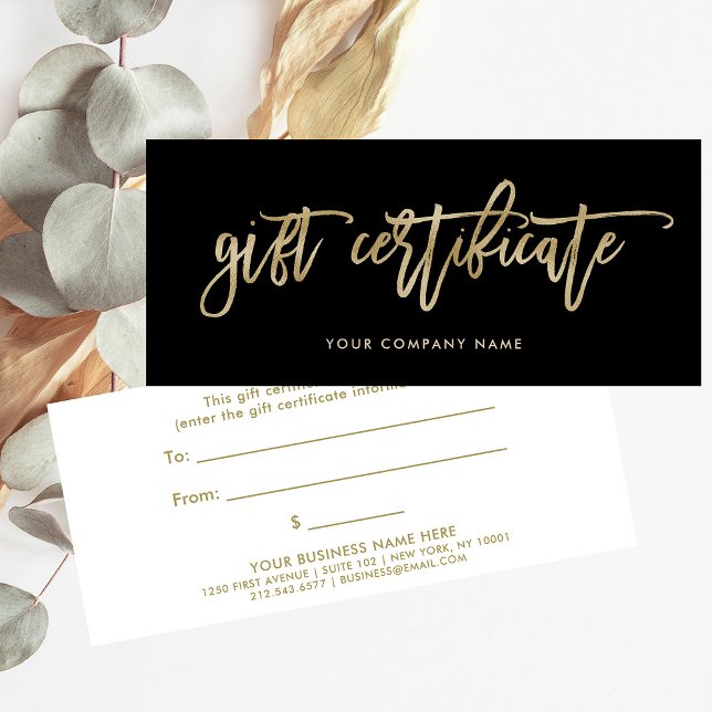 Black with Faux Gold Script | Gift Certificate (Creator Uploaded)