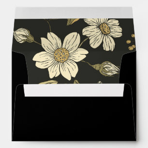 Black with Floral Print A7 Envelope