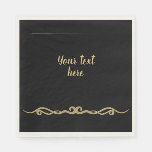 Black with gold flourish TEMPLATE Napkin