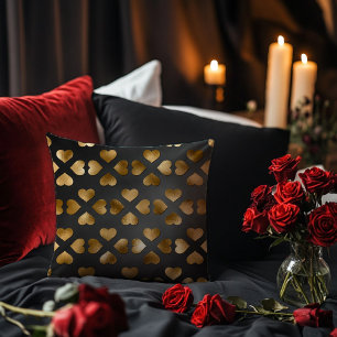 Black with Gold Hearts Cushion