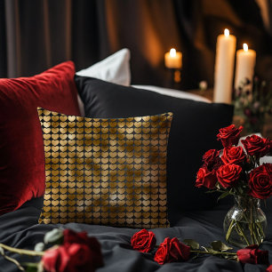 Black with Gold Hearts Cushion