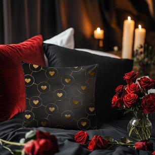 Black with Gold Hearts Cushion
