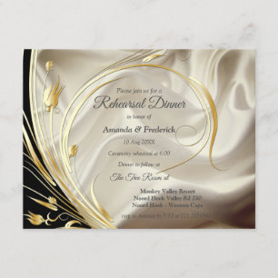 Black with Gold on Champagne Silk Invitation