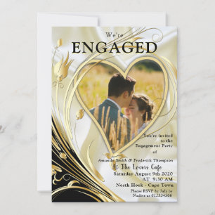 Black with Gold on champagne Silk Invitation