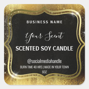 Black With Gold Paint And Frame Soy Candle Labels