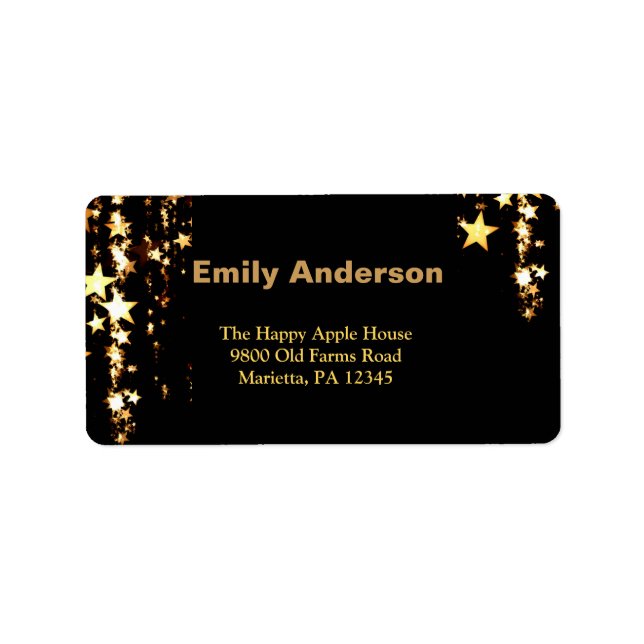 Black with gold stars double joint birthday label (Front)