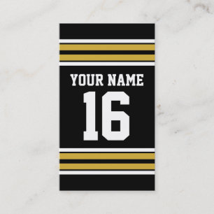Black with Gold White Stripes Team Jersey Business Card