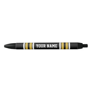 Black with Gold White Stripes Team Jersey Ink Pen