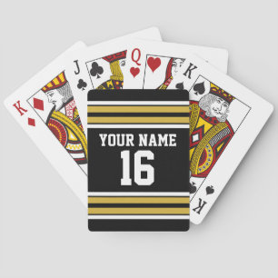 Black with Gold White Stripes Team Jersey Playing Cards