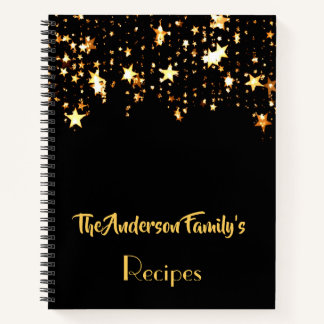 Black with golden star Family recipes notebook