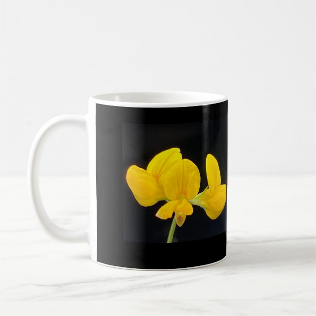 Black With Golden Yellow Lotus Mug (Left)