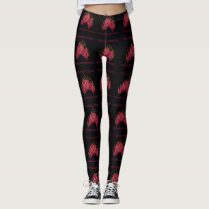 Black with grape wine colour design patterns leggings