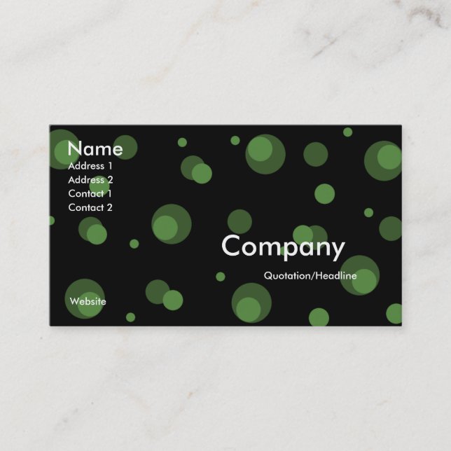 Black with Green Dots Business Card (Front)