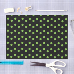 Black with green polka dots tissue paper