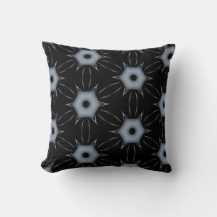 Black with Grey Dots Kaleidoscope Pattern Cushion