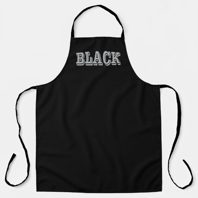 Black With Grey Text On Black Solid Colour Apron (Front)