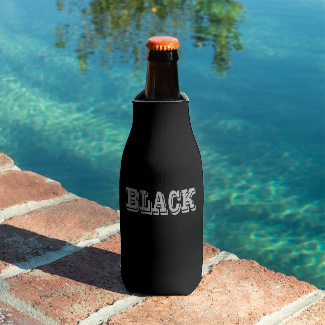 Black With Grey Text On Black Solid Colour Bottle Cooler (In Situ Pool)