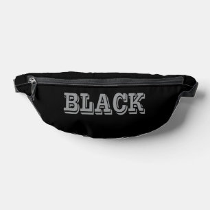 Black With Grey Text On Black Solid Colour Bum Bags
