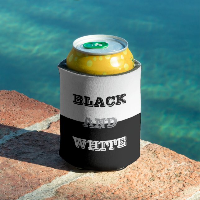 Black With Grey Text On Black Solid Colour Can Cooler (In Situ Pool)