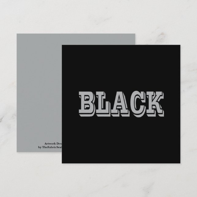 Black With Grey Text On Black Solid Colour Card (Front/Back)