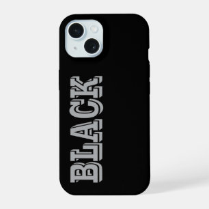 Black With Grey Text On Black Solid Colour iPhone 15 Case