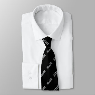 Black With Grey Text On Black Solid Colour Tie