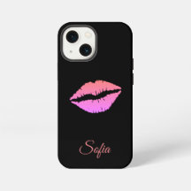 Black with lips iphone name customisation cover.