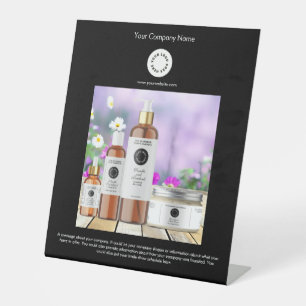 Black with Logo and Photo Small Business Pedestal Sign