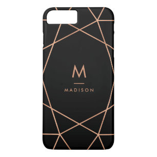 Black with Modern Faux Rose Gold Geometric Pattern Case-Mate iPhone Case